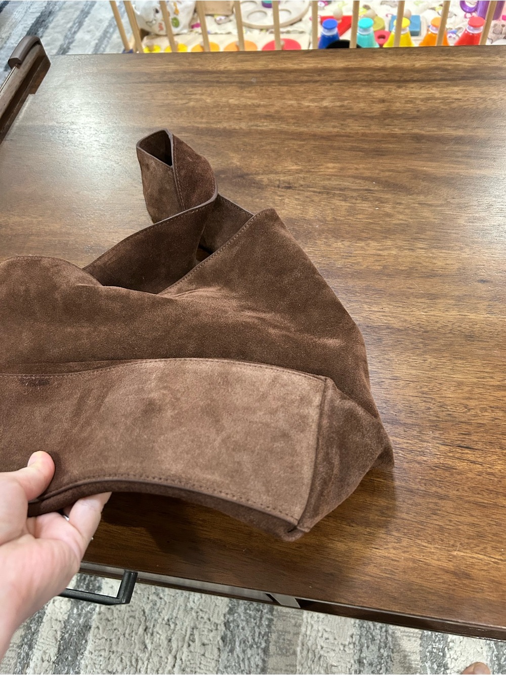 Quince Chocolate Brown Suede Tote - Picture 6 of 10